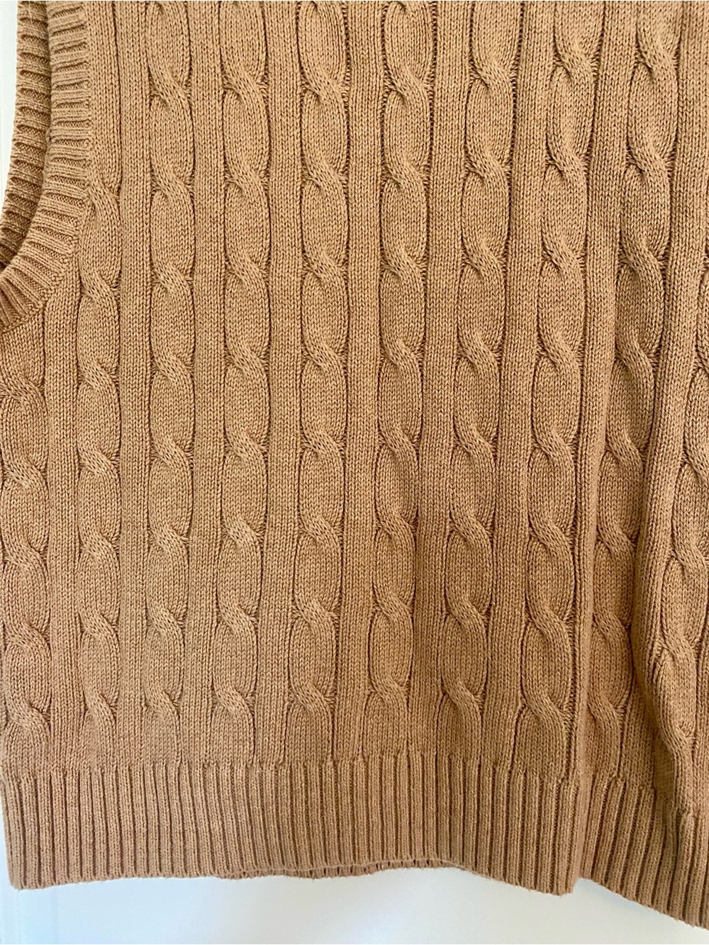 J. Crew Factory Camel Cable Cotton Sweater Vest - Picture 3 of 6